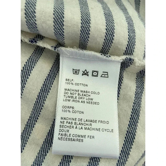 BDG Urban Outfitters Shirt Blouse Blue Cream Stripe Small S - Picture 4 of 4